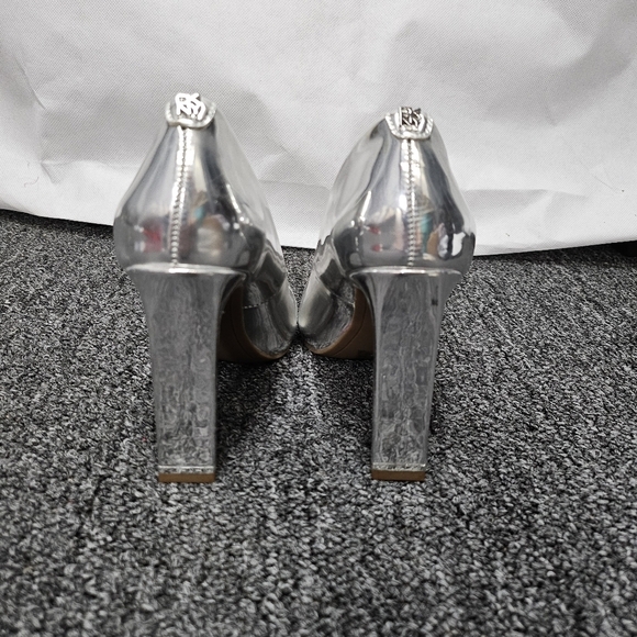 DKNY Peek A Boo Square Toe Metallic Reflective 4in Heel Pumps Size 5.5 - Picture 6 of 9